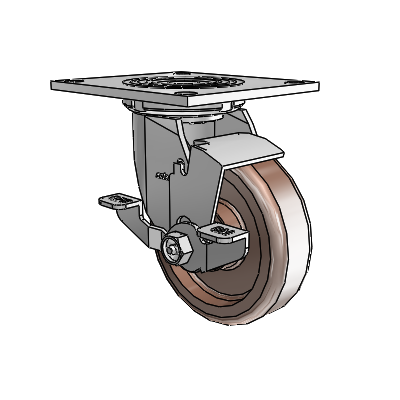 4 Series 1 1/2" Casters Top Plate Swivel Zinc with 5 x 1.5 Thermo Wheel and Top Lock Brake