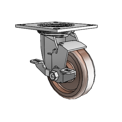 4 Series 1 1/2" Casters Top Plate Swivel Zinc with 5 x 1.5 Thermo Wheel and Top Lock Brake