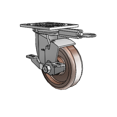 4 Series 1 1/2" Casters Top Plate Swivel Zinc with 5 x 1.5 Thermo Wheel and Top Lock Brake