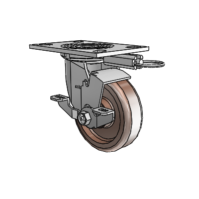 4 Series 1 1/2" Casters Top Plate Swivel Zinc with 5 x 1.5 Thermo Wheel and Top Lock Brake