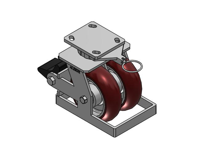 115 Series Top Plate Swivel Maroon tread on aluminum core Caster with 6 x 2 AX - Round Polyurethane (Aluminum Core) Wheel and Poly Lock Integrated Brake