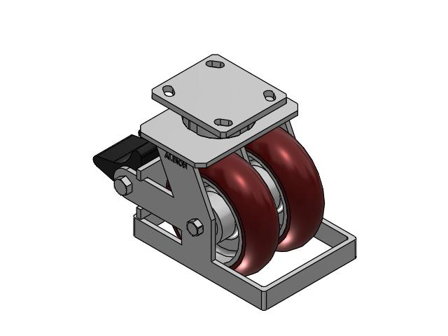 115 Series Top Plate Swivel Maroon tread on aluminum core Caster with 6 x 2 AX - Round Polyurethane (Aluminum Core) Wheel and Poly Lock Integrated Brake
