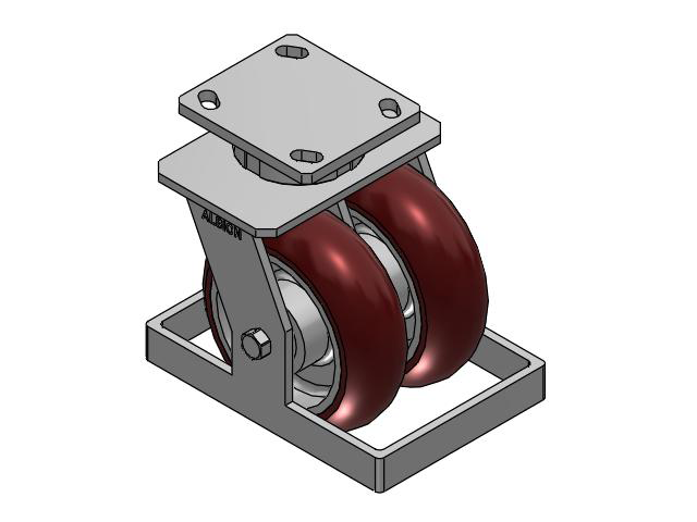 115 Series Top Plate Swivel Maroon tread on aluminum core Caster with 6 x 2 AX - Round Polyurethane (Aluminum Core) Wheel
