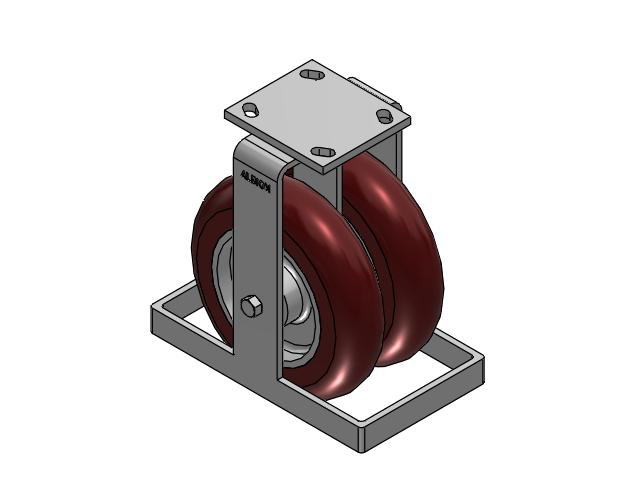 115 Series Top Plate Rigid Maroon tread on aluminum core Caster with 8 x 2 AX - Round Polyurethane (Aluminum Core) Wheel