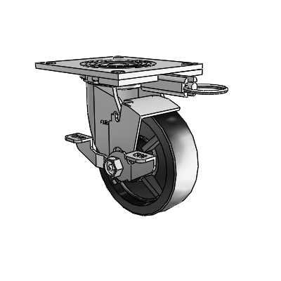 4 Series 1 1/2" Casters Top Plate Swivel Zinc with 5 x 1.5 Polyolefin Wheel and Top Lock Brake