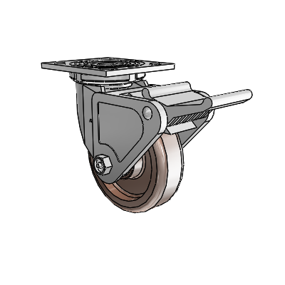 4 Series 1 1/2" Casters Top Plate Swivel Zinc with 5 x 1.5 Thermo Wheel and Tech Lock Brake
