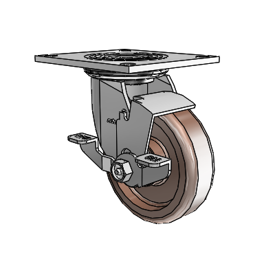 4 Series 1 1/2" Casters Top Plate Swivel Zinc with 5 x 1.5 Thermo Wheel and Top Lock Brake