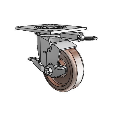 4 Series 1 1/2" Casters Top Plate Swivel Zinc with 5 x 1.5 Thermo Wheel and Top Lock Brake