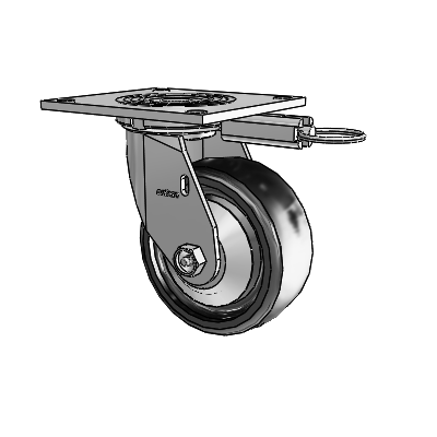 4 Series 2 Inch Wide Top Plate Swivel Caster Caster with 5 x 2 Endura Solid Elastomer Wheel