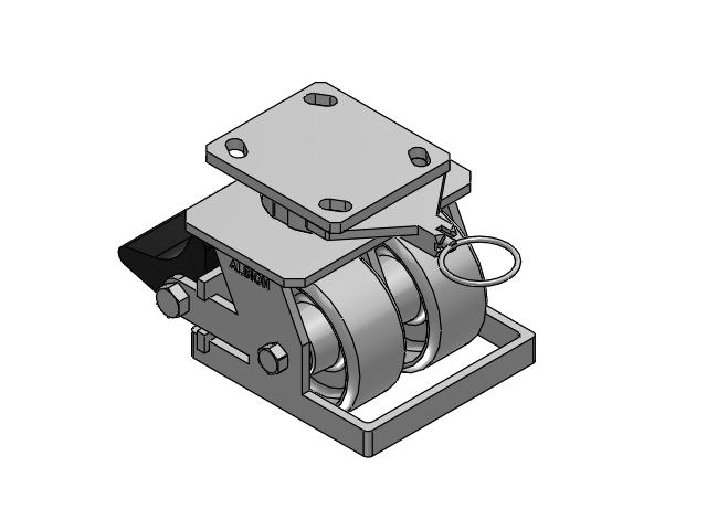 115 Series Top Plate Swivel Gray enamel Caster with 4 x 2 CA - Cast Iron Wheel and Poly Lock Integrated Brake
