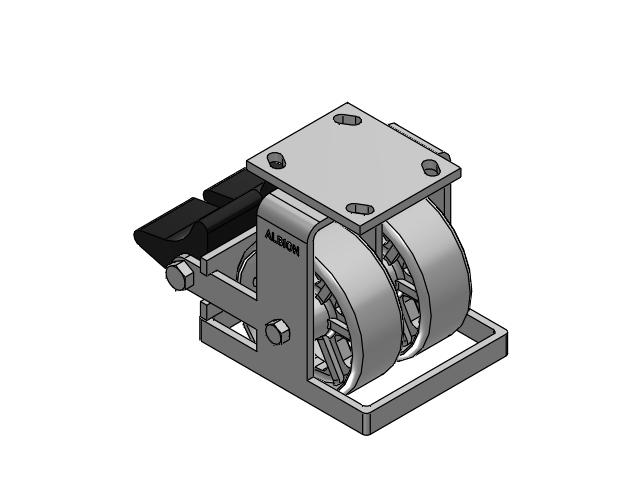 115 Series Top Plate Rigid Gray enamel Caster with 5 x 2 CA - Cast Iron Wheel and Poly Lock Integrated Brake