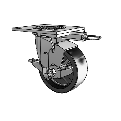 4 Series 2 Inch Wide Top Plate Swivel Caster Caster with 5 x 2 Polyolefin Wheel and Top Lock Brake
