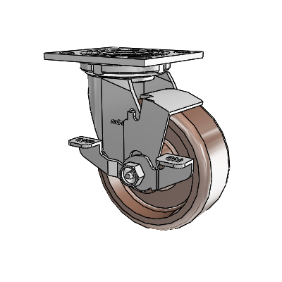 4 Series 2 Inch Wide Top Plate Swivel Caster Caster with 5 x 2 Thermo Wheel and Top Lock Brake