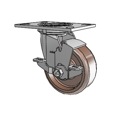4 Series 2 Inch Wide Top Plate Swivel Caster Caster with 5 x 2 Thermo Wheel and Top Lock Brake