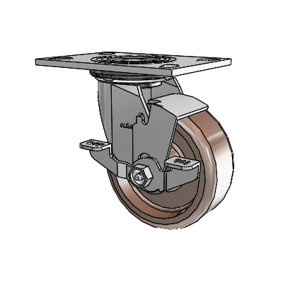 4 Series 2 Inch Wide Top Plate Swivel Caster Caster with 5 x 2 Thermo Wheel and Top Lock Brake
