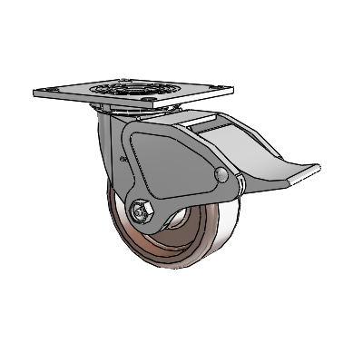 4 Series 2 Inch Wide Top Plate Swivel Caster Caster with 5 x 2 Thermo Wheel and Total Lock Brake
