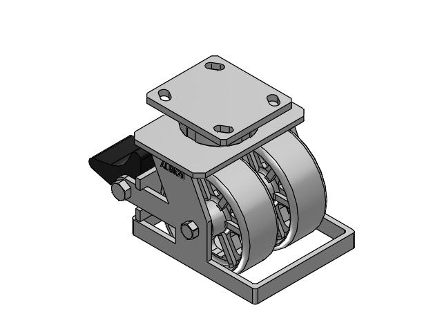115 Series Top Plate Swivel Gray enamel Caster with 5 x 2 CA - Cast Iron Wheel and Poly Lock Integrated Brake