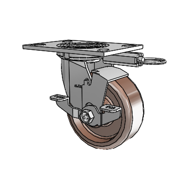 4 Series 2 Inch Wide Top Plate Swivel Caster Caster with 5 x 2 Thermo Wheel and Top Lock Brake