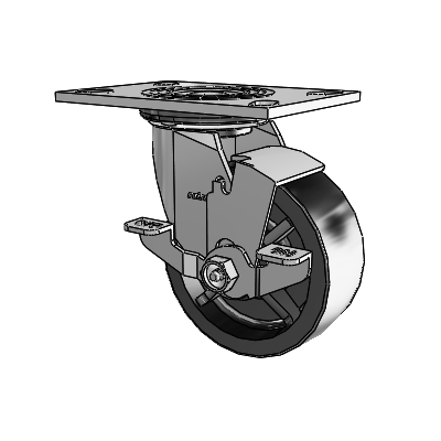 4 Series 2 Inch Wide Top Plate Swivel Caster Caster with 5 x 2 Polyolefin Wheel and Top Lock Brake
