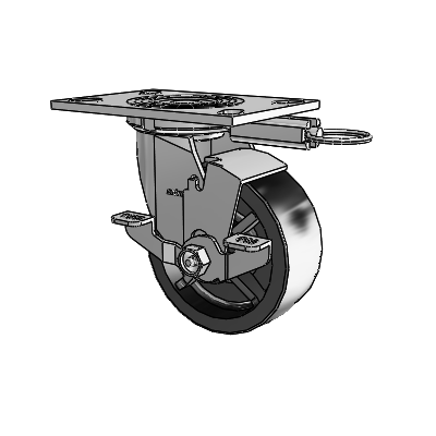 4 Series 2 Inch Wide Top Plate Swivel Caster Caster with 5 x 2 Polyolefin Wheel and Top Lock Brake