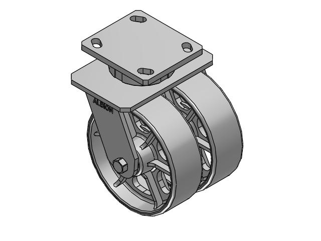 115 Series Top Plate Swivel Gray enamel Caster with 6 x 2 CA - Cast Iron Wheel