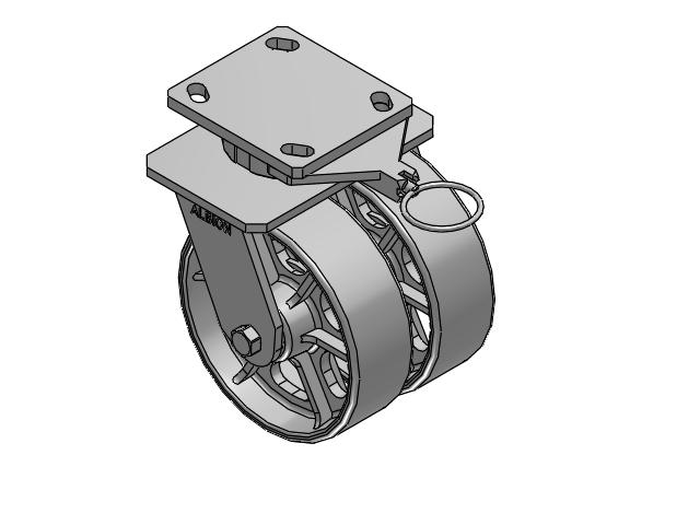115 Series Top Plate Swivel Gray enamel Caster with 6 x 2 CA - Cast Iron Wheel