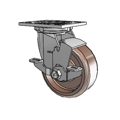 4 Series 2 Inch Wide Top Plate Swivel Caster Caster with 5 x 2 Thermo Wheel and Top Lock Brake