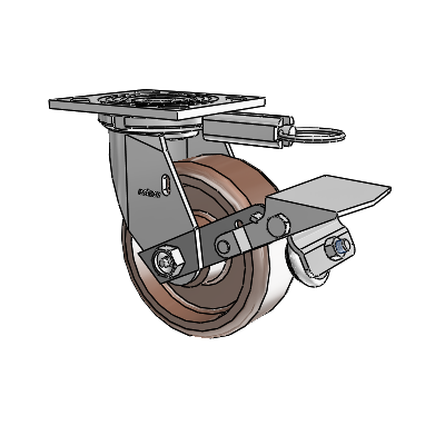 4 Series 2 Inch Wide Top Plate Swivel Caster Caster with 5 x 2 Thermo Wheel and Tread Lock Brake