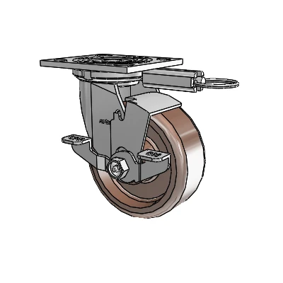 4 Series 2 Inch Wide Top Plate Swivel Caster Caster with 5 x 2 Thermo Wheel and Top Lock Brake