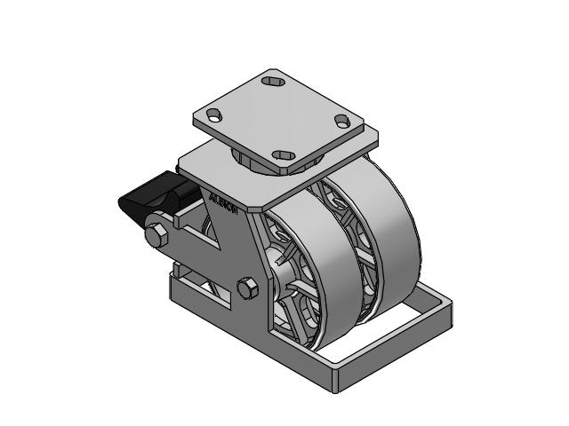 115 Series Top Plate Swivel Gray enamel Caster with 6 x 2 CA - Cast Iron Wheel and Poly Lock Integrated Brake