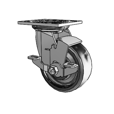 4 Series 2 Inch Wide Top Plate Swivel Caster Caster with 5 x 2 Endura Solid Elastomer Wheel and Top Lock Brake