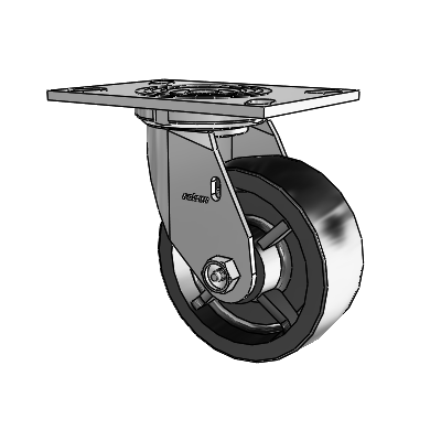 Roulette pivotante de la série 4, à plaque supérieure de 2 pouces de large, équipée d'une roue en polyoléfine de 5 x 2
