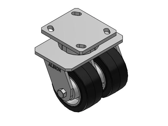 115 Series Top Plate Swivel Black on natural aluminum core Caster with 4 x 2 MD - Moldon Rubber (Aluminum Core) Wheel