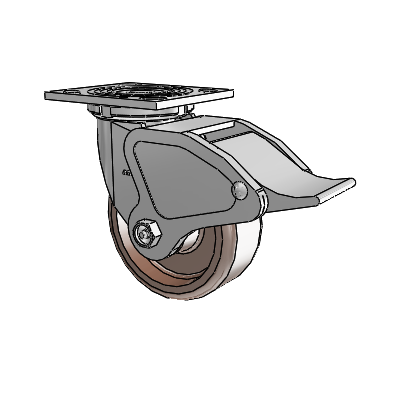 4 Series 2 Inch Wide Top Plate Swivel Caster Caster with 5 x 2 Thermo Wheel and Total Lock Brake