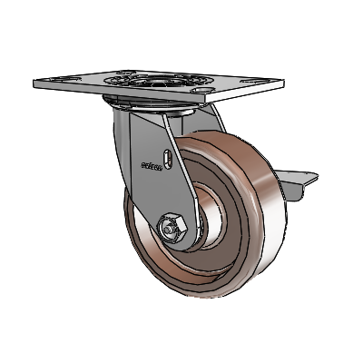 4 Series 2 Inch Wide Top Plate Swivel Caster Caster with 5 x 2 Thermo Wheel and Side Lock Brake