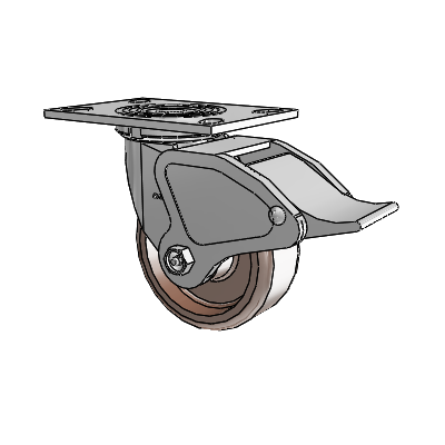 4 Series 2 Inch Wide Top Plate Swivel Caster Caster with 5 x 2 Thermo Wheel and Total Lock Brake