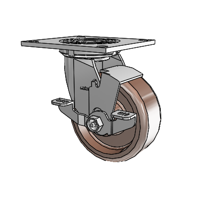 4 Series 2 Inch Wide Top Plate Swivel Caster Caster with 5 x 2 Thermo Wheel and Top Lock Brake