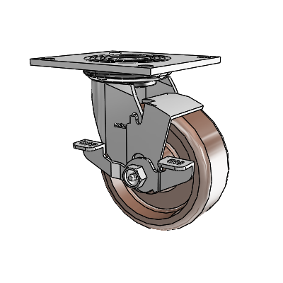 4 Series 2 Inch Wide Top Plate Swivel Caster Caster with 5 x 2 Thermo Wheel and Top Lock Brake
