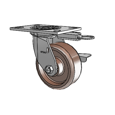 4 Series 2 Inch Wide Top Plate Swivel Caster Caster with 5 x 2 Thermo Wheel and Side Lock Brake