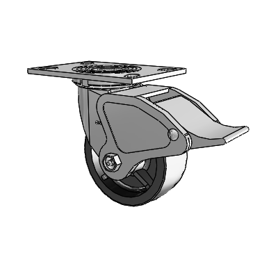 4 Series 2 Inch Wide Top Plate Swivel Caster Caster with 5 x 2 Polyolefin Wheel and Total Lock Brake