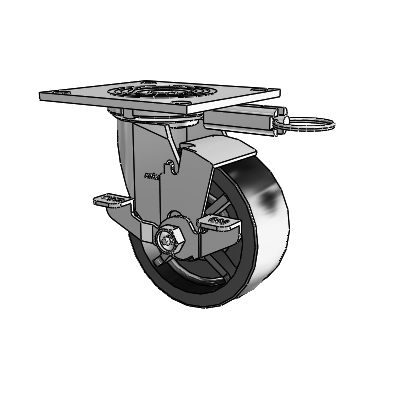 4 Series 2 Inch Wide Top Plate Swivel Caster Caster with 5 x 2 Polyolefin Wheel and Top Lock Brake