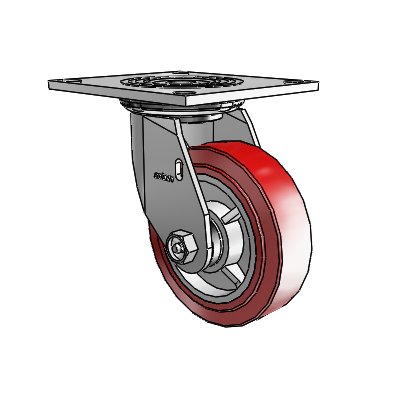 4 Series 1 1/2" Casters Top Plate Swivel Zinc with 5 x 1.5 Polyurethane HI-TECH Wheel