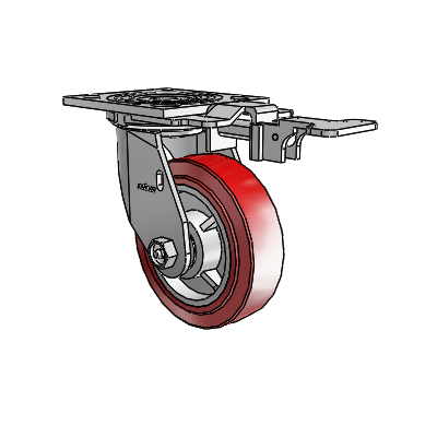 4 Series 1 1/2" Casters Top Plate Swivel Zinc with 5 x 1.5 Polyurethane HI-TECH Wheel