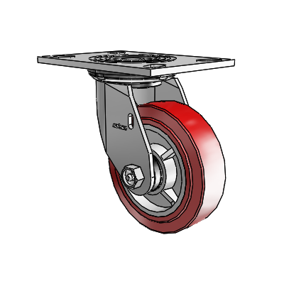 4 Series 1 1/2" Casters Top Plate Swivel Zinc with 5 x 1.5 Polyurethane HI-TECH Wheel