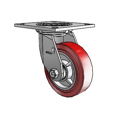 4 Series 1 1/2" Casters Top Plate Swivel Zinc with 5 x 1.5 Polyurethane HI-TECH Wheel