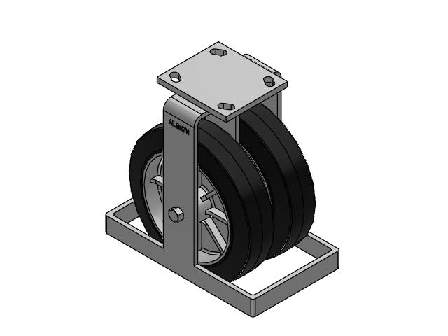 115 Series Top Plate Rigid Black on natural aluminum core Caster with 8 x 2 MD - Moldon Rubber (Aluminum Core) Wheel