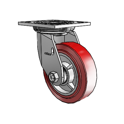 4 Series 1 1/2" Casters Top Plate Swivel Zinc with 5 x 1.5 Polyurethane HI-TECH Wheel