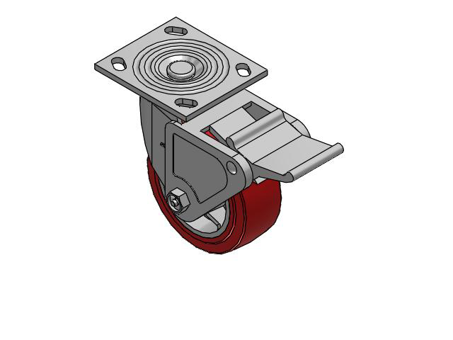 4 Series 2 Inch Wide Top Plate Swivel Caster Caster with 5 x 2 Polyurethane HI-TECH Wheel and Tech Lock Brake