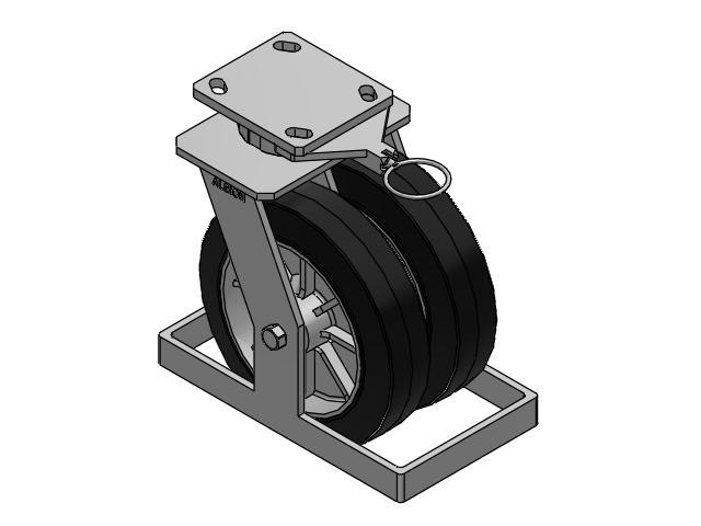 115 Series Top Plate Swivel Black on natural aluminum core Caster with 8 x 2 MD - Moldon Rubber (Aluminum Core) Wheel
