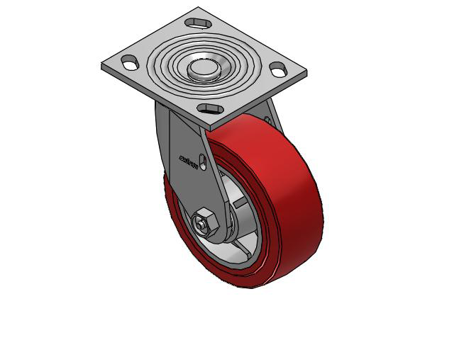 Roulette pivotante de la série 4, à plaque supérieure de 2 pouces de large, équipée d'une roue HI-TECH en polyuréthane de 5 x 2